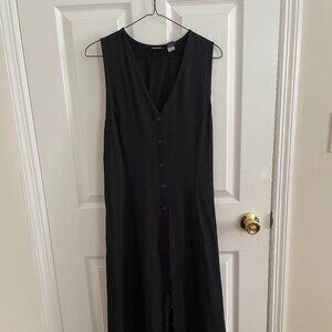 Vintage Womens Vest Dress Medium Black 90s Y2K Maxi Length